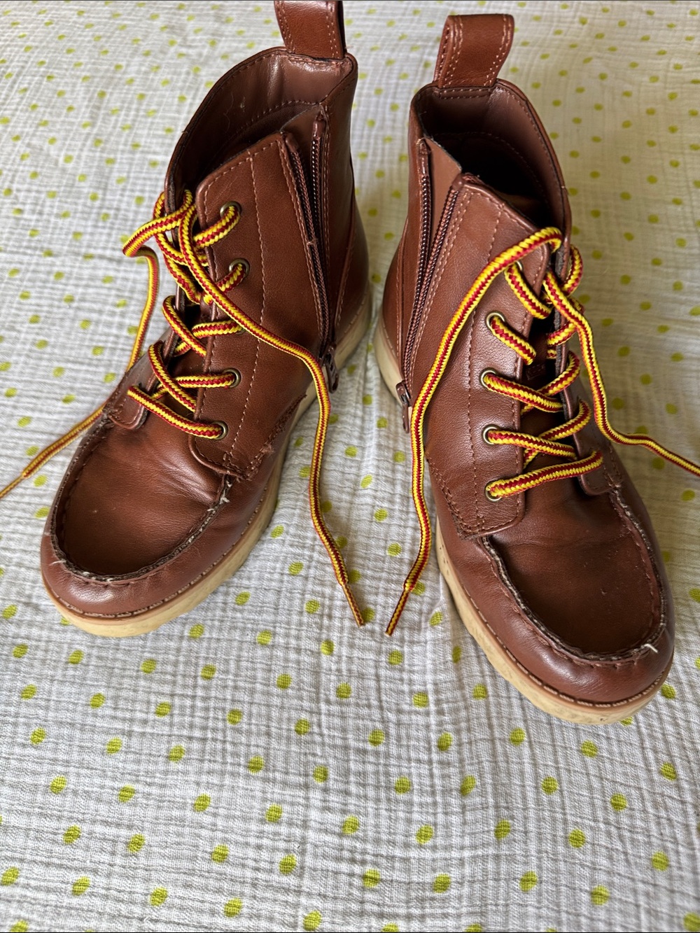 Boys Brown Leather Lace-Up Boots